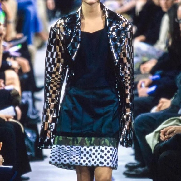 (SOLD) Comme Des Garcons SS 2001 Dress with Camouflage Tape and Polka Dot Lining - Picture 2 of 8